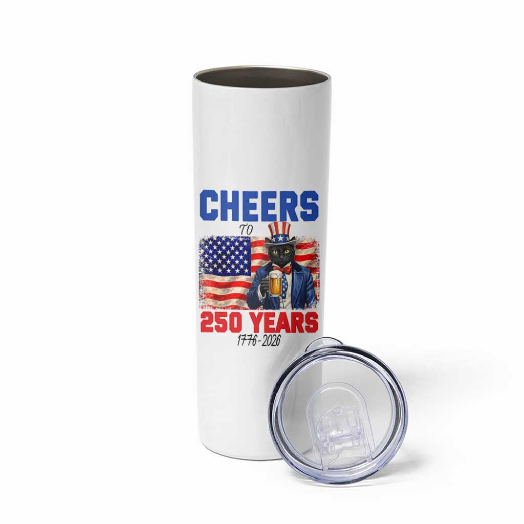 Vintage Cat Uncle Sam Skinny Tumbler Cheers To 250 Years