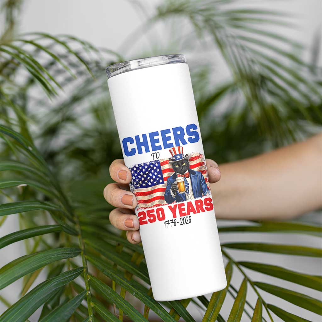 Vintage Cat Uncle Sam Skinny Tumbler Cheers To 250 Years