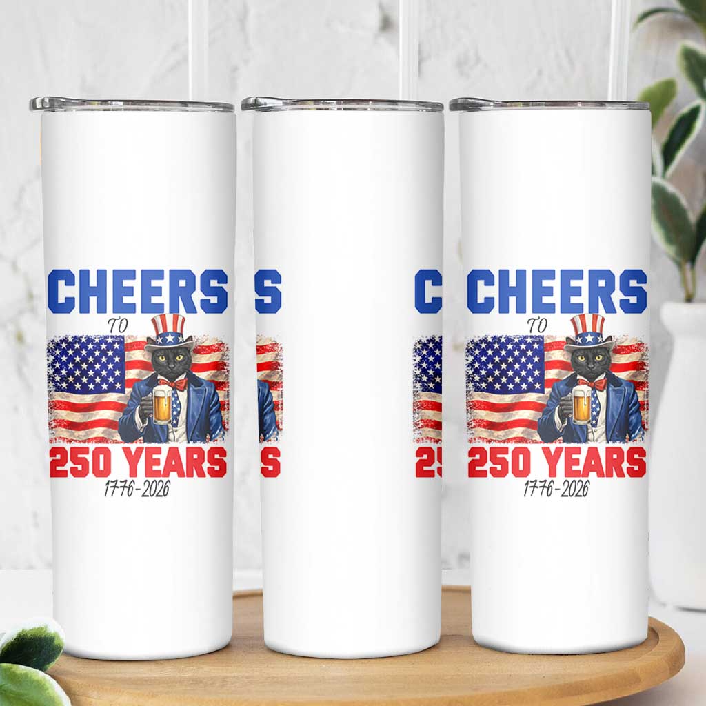 Vintage Cat Uncle Sam Skinny Tumbler Cheers To 250 Years