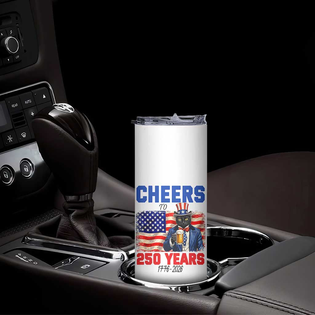 Vintage Cat Uncle Sam Skinny Tumbler Cheers To 250 Years