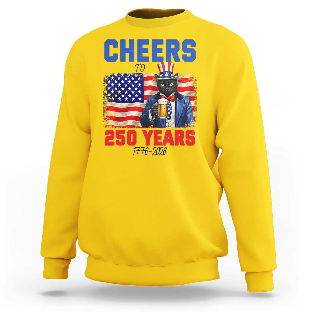 Vintage Cat Uncle Sam Sweatshirt Cheers To 250 Years