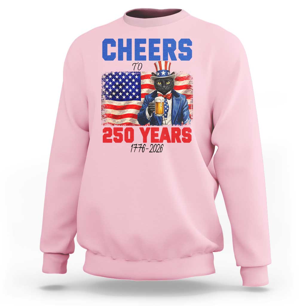 Vintage Cat Uncle Sam Sweatshirt Cheers To 250 Years