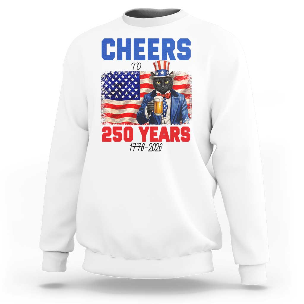 Vintage Cat Uncle Sam Sweatshirt Cheers To 250 Years