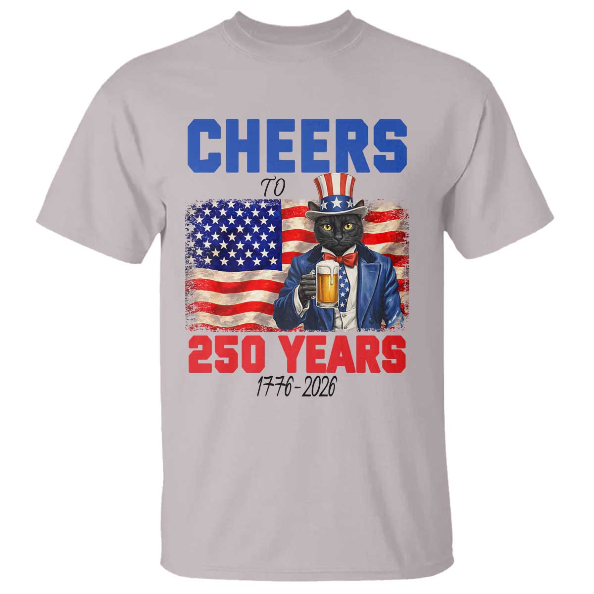 Vintage Cat Uncle Sam T Shirt Cheers To 250 Years
