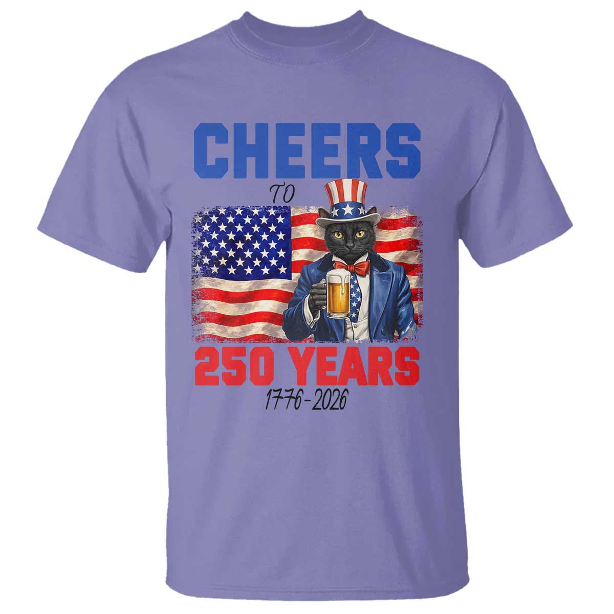 Vintage Cat Uncle Sam T Shirt Cheers To 250 Years