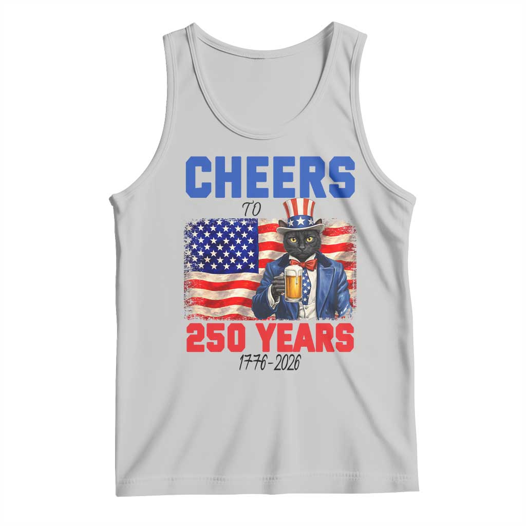 Vintage Cat Uncle Sam Tank Top Cheers To 250 Years