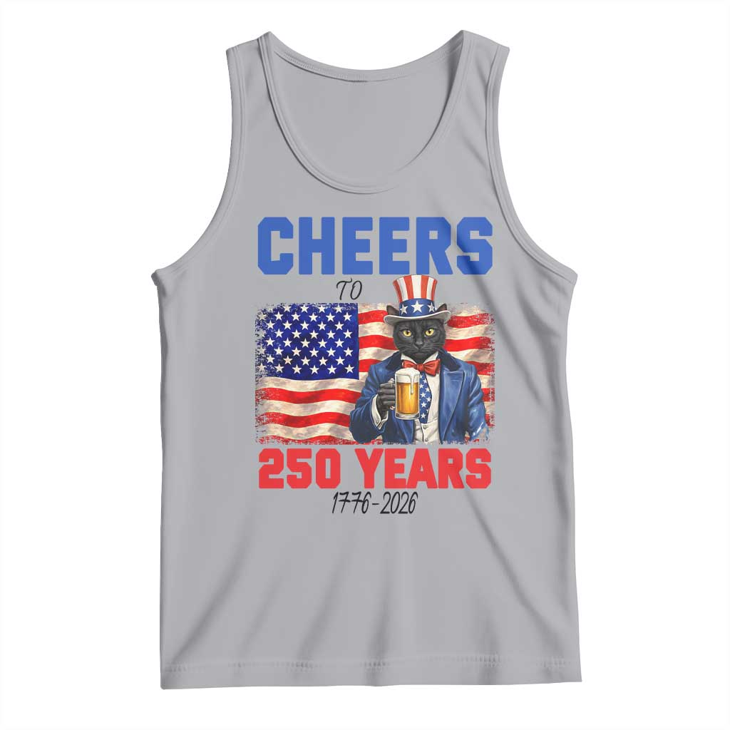Vintage Cat Uncle Sam Tank Top Cheers To 250 Years