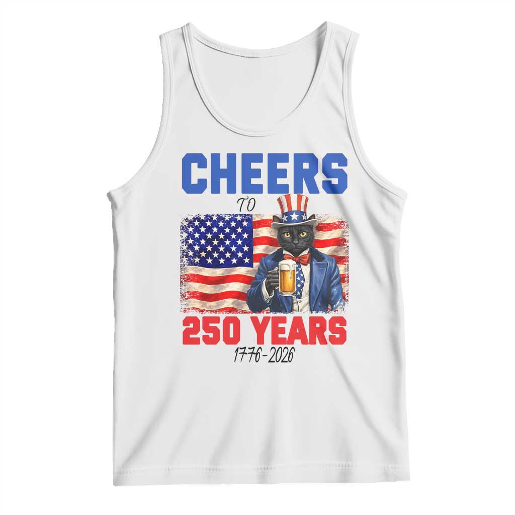 Vintage Cat Uncle Sam Tank Top Cheers To 250 Years