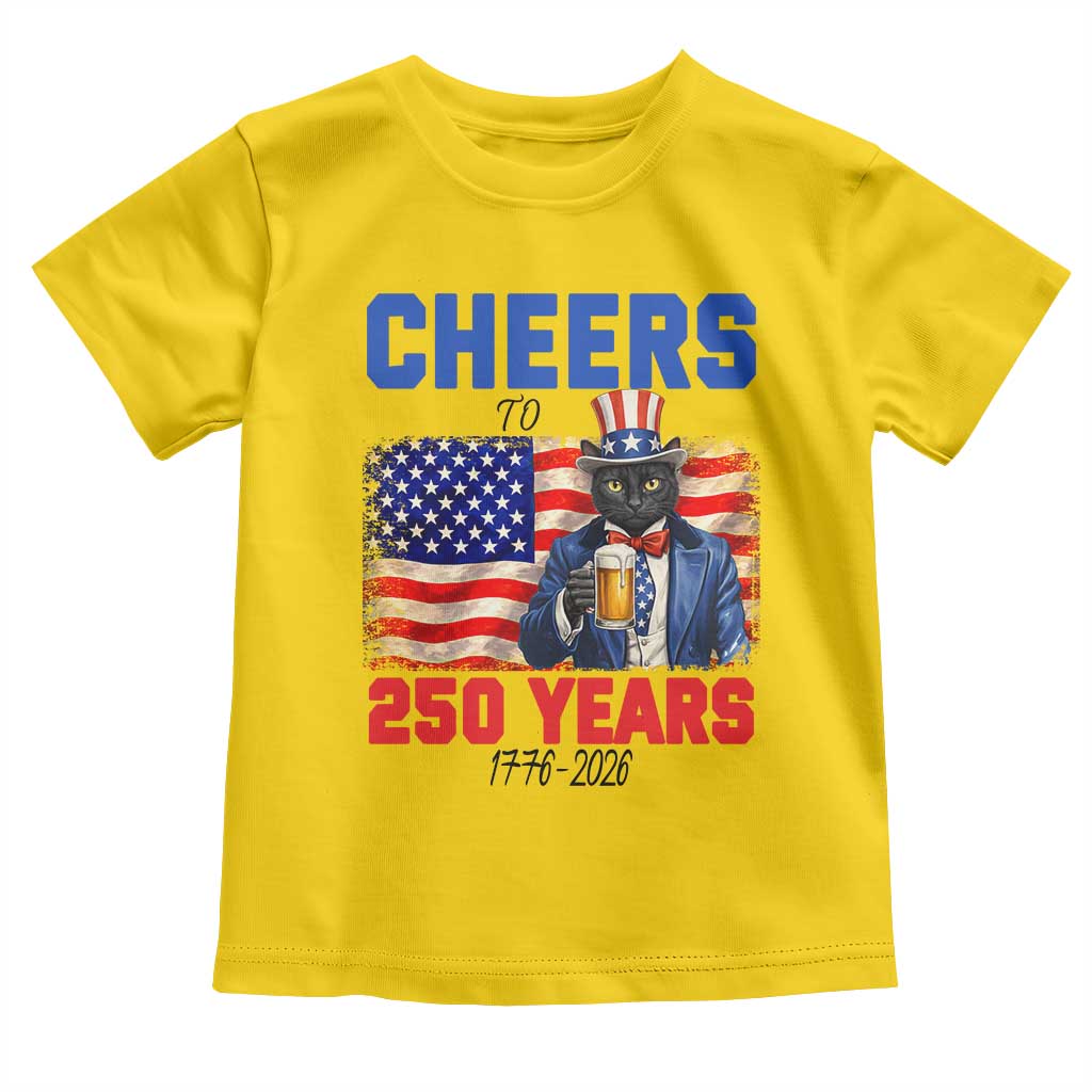 Vintage Cat Uncle Sam Toddler T Shirt Cheers To 250 Years