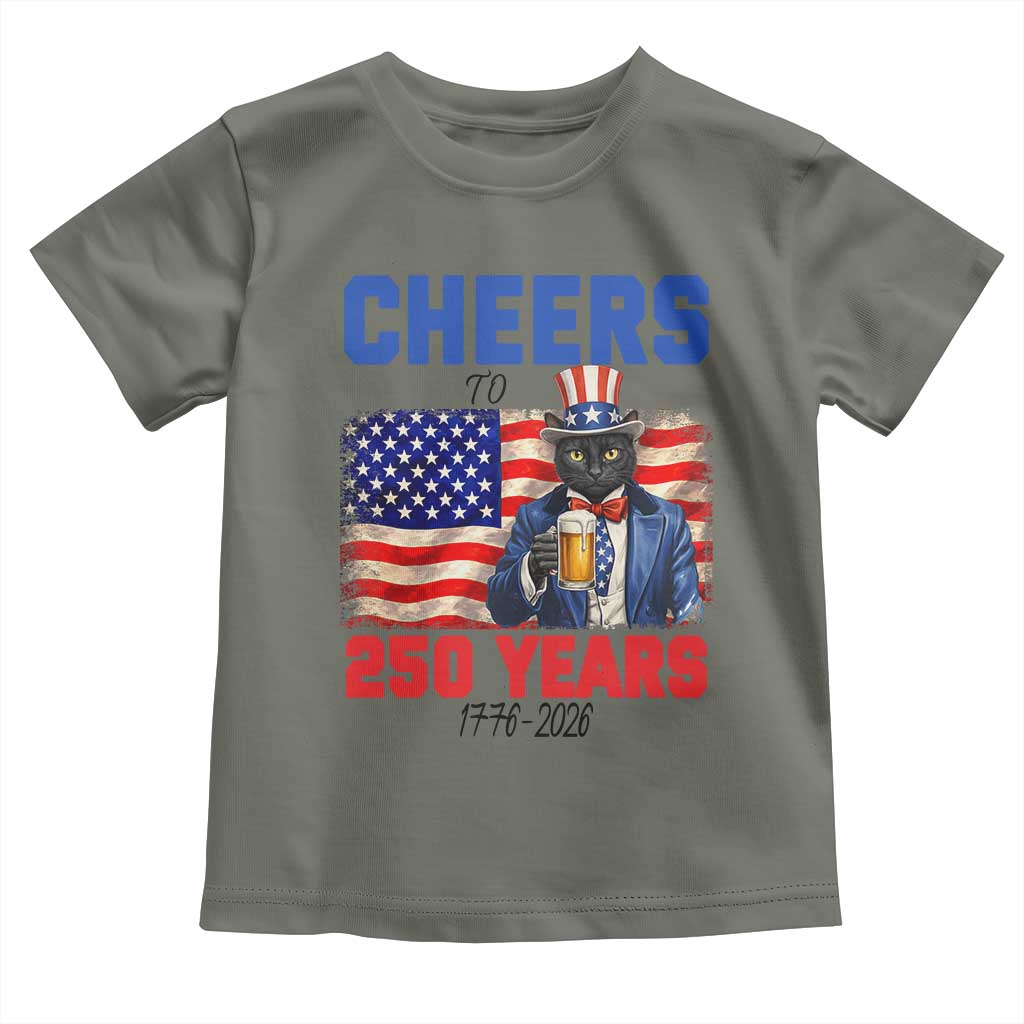 Vintage Cat Uncle Sam Toddler T Shirt Cheers To 250 Years