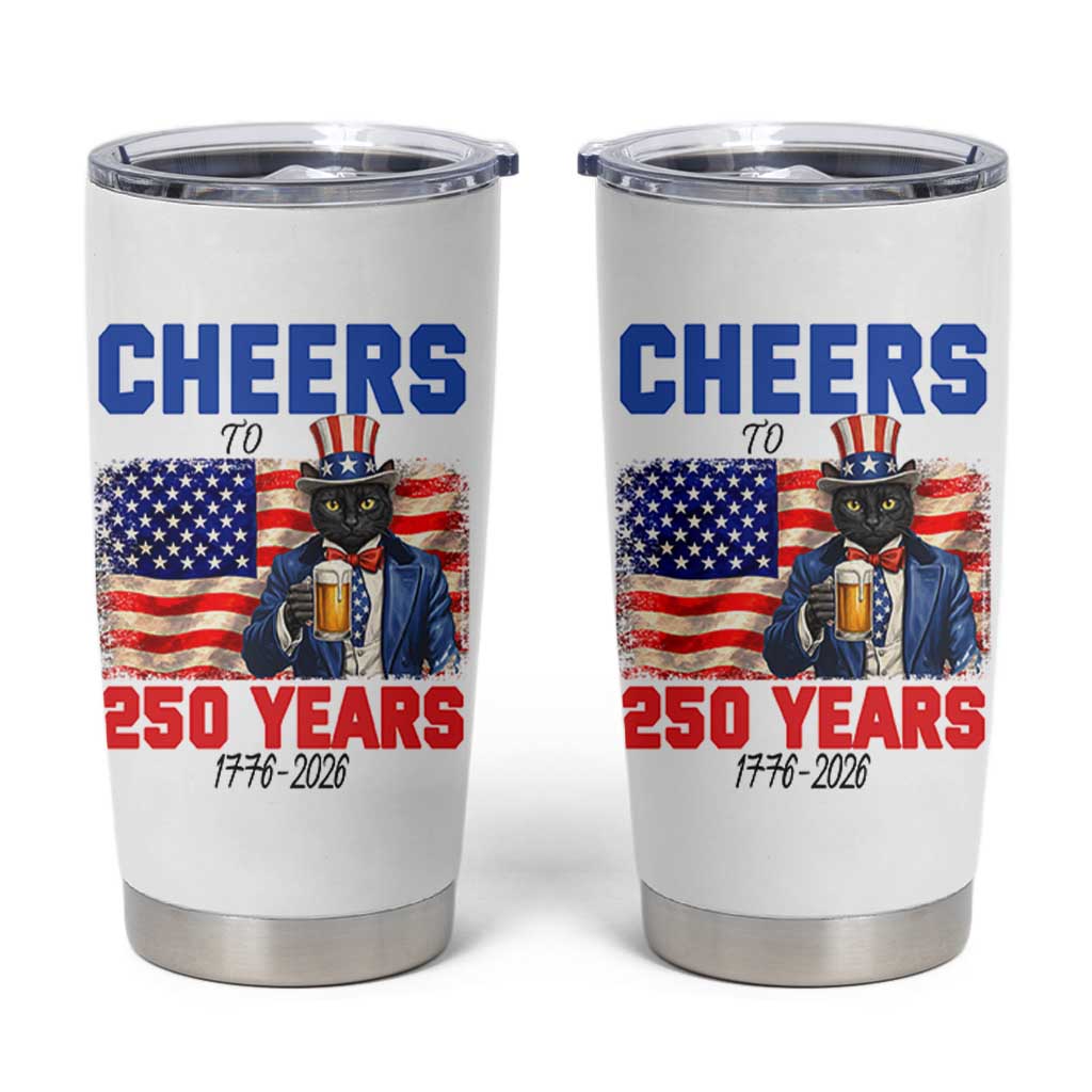 Vintage Cat Uncle Sam Tumbler Cup Cheers To 250 Years