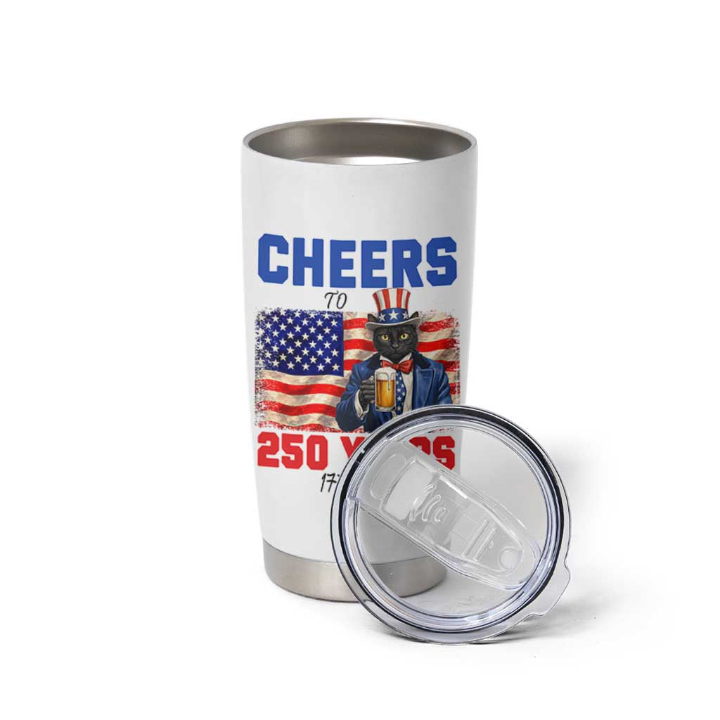 Vintage Cat Uncle Sam Tumbler Cup Cheers To 250 Years