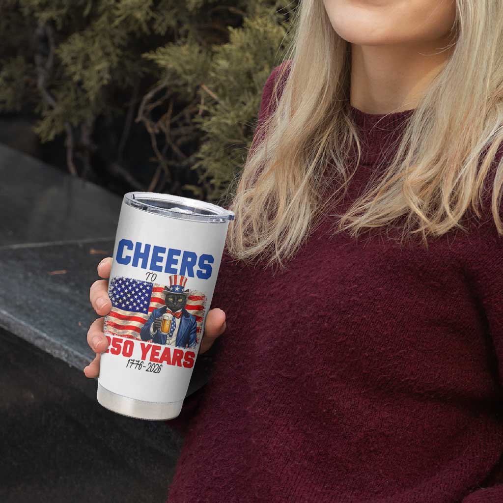 Vintage Cat Uncle Sam Tumbler Cup Cheers To 250 Years
