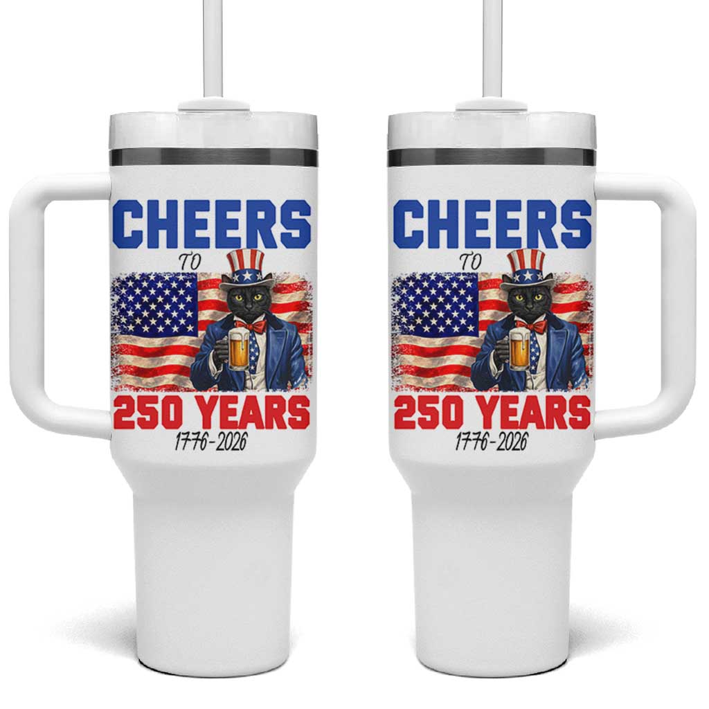 Vintage Cat Uncle Sam Tumbler With Handle Cheers To 250 Years