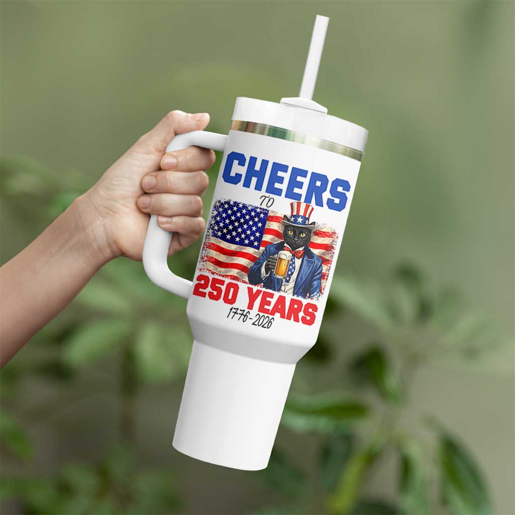 Vintage Cat Uncle Sam Tumbler With Handle Cheers To 250 Years