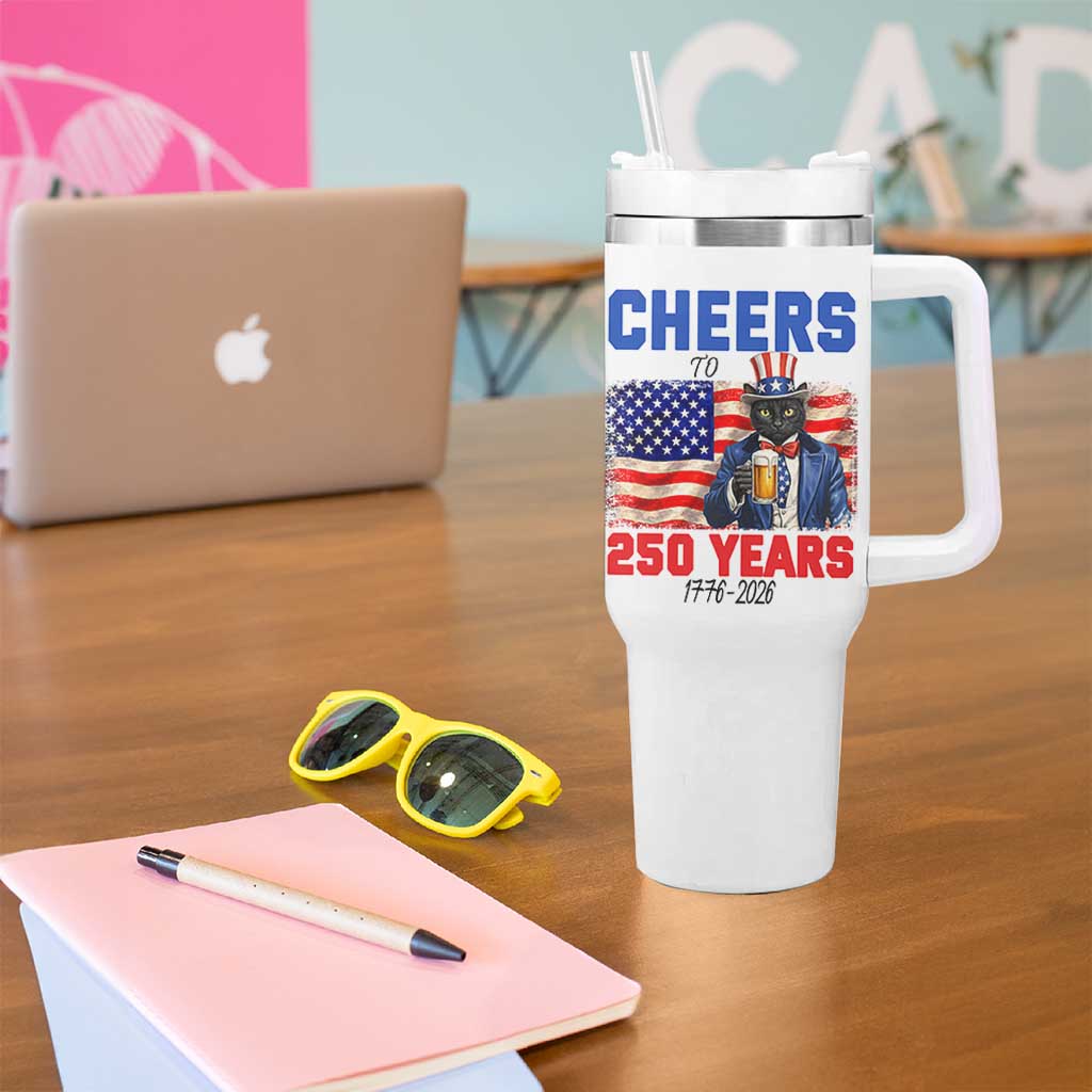 Vintage Cat Uncle Sam Tumbler With Handle Cheers To 250 Years