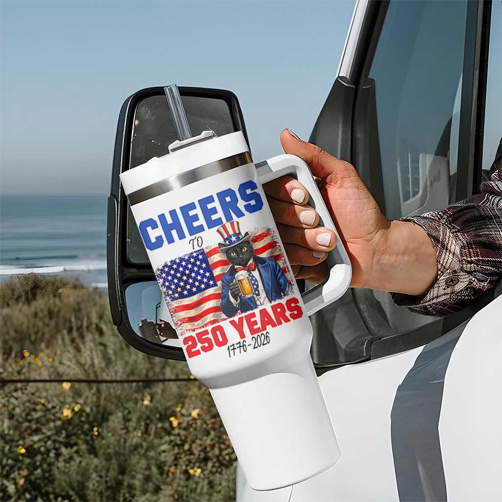 Vintage Cat Uncle Sam Tumbler With Handle Cheers To 250 Years