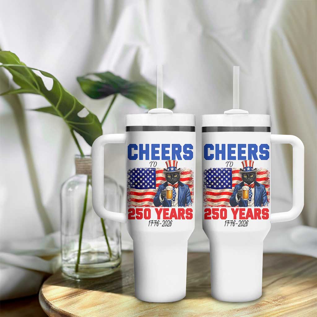 Vintage Cat Uncle Sam Tumbler With Handle Cheers To 250 Years