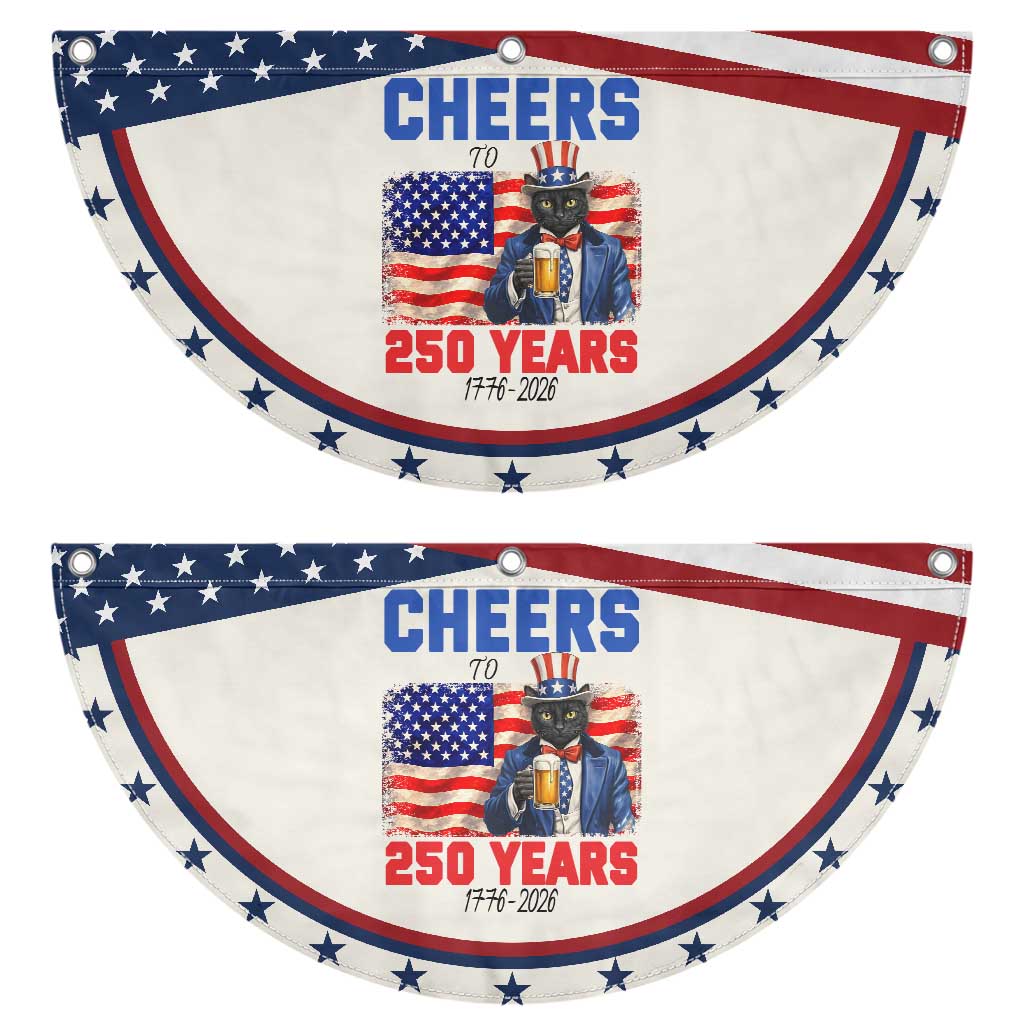 Vintage Cat Uncle Sam Patriotic Fan Flag Cheers To 250 Years