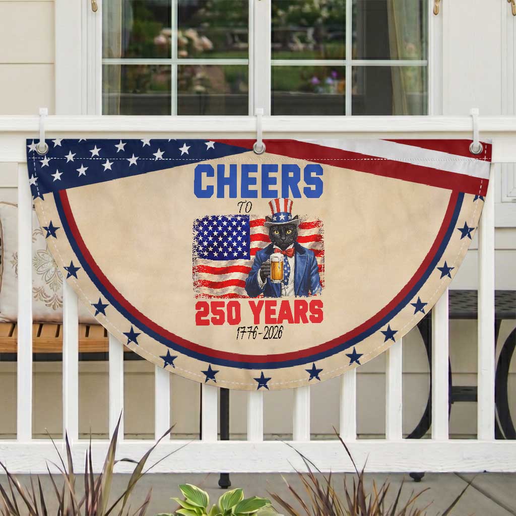 Vintage Cat Uncle Sam Patriotic Fan Flag Cheers To 250 Years