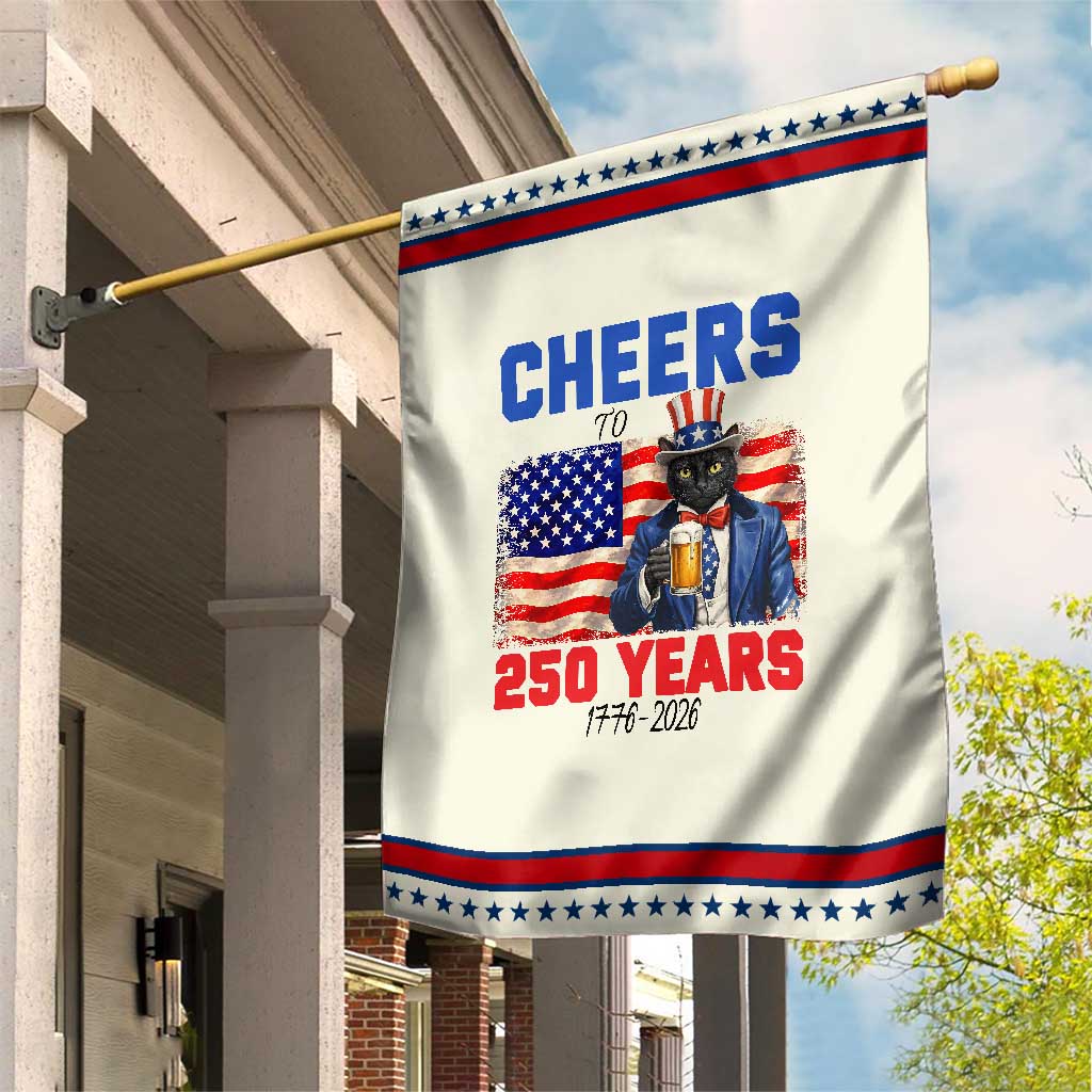 Vintage Cat Uncle Sam Garden Flag Cheers To 250 Years