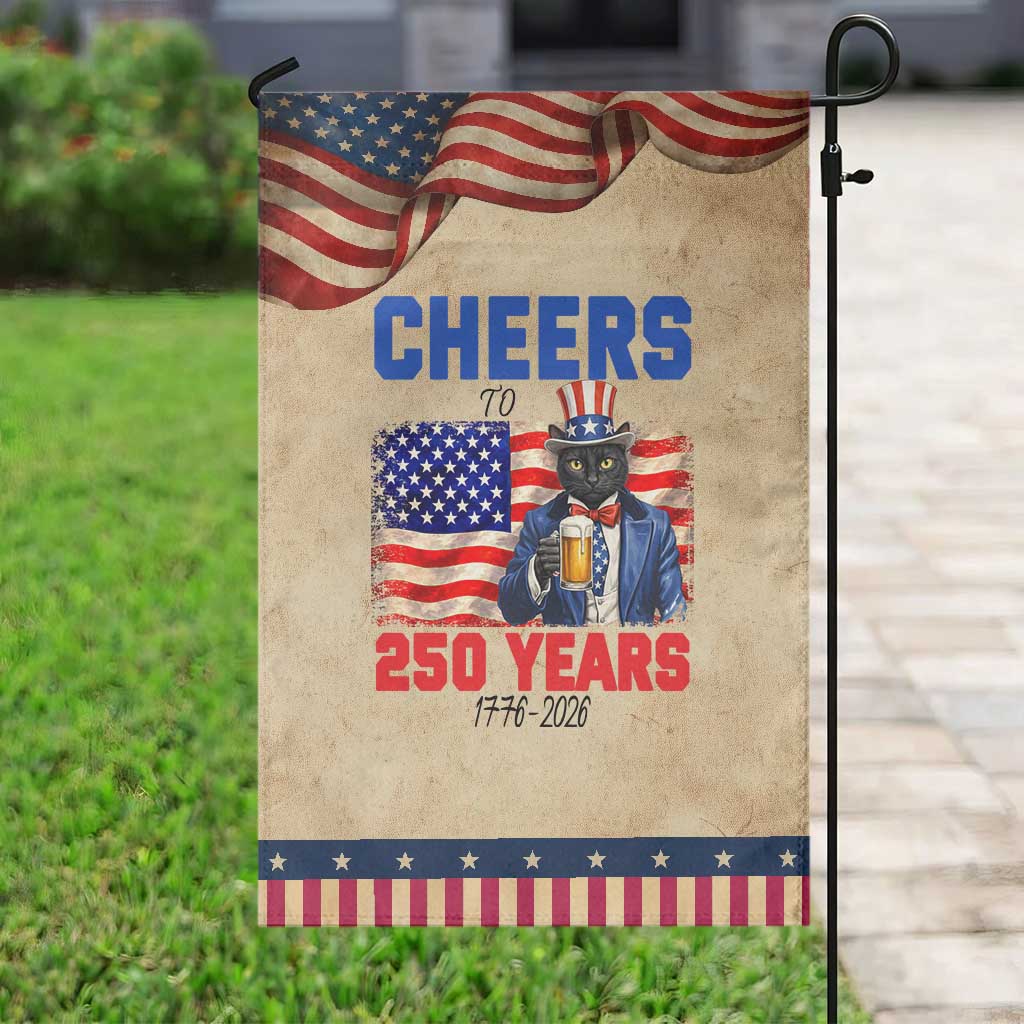 Vintage Cat Uncle Sam Garden Flag Cheers To 250 Years