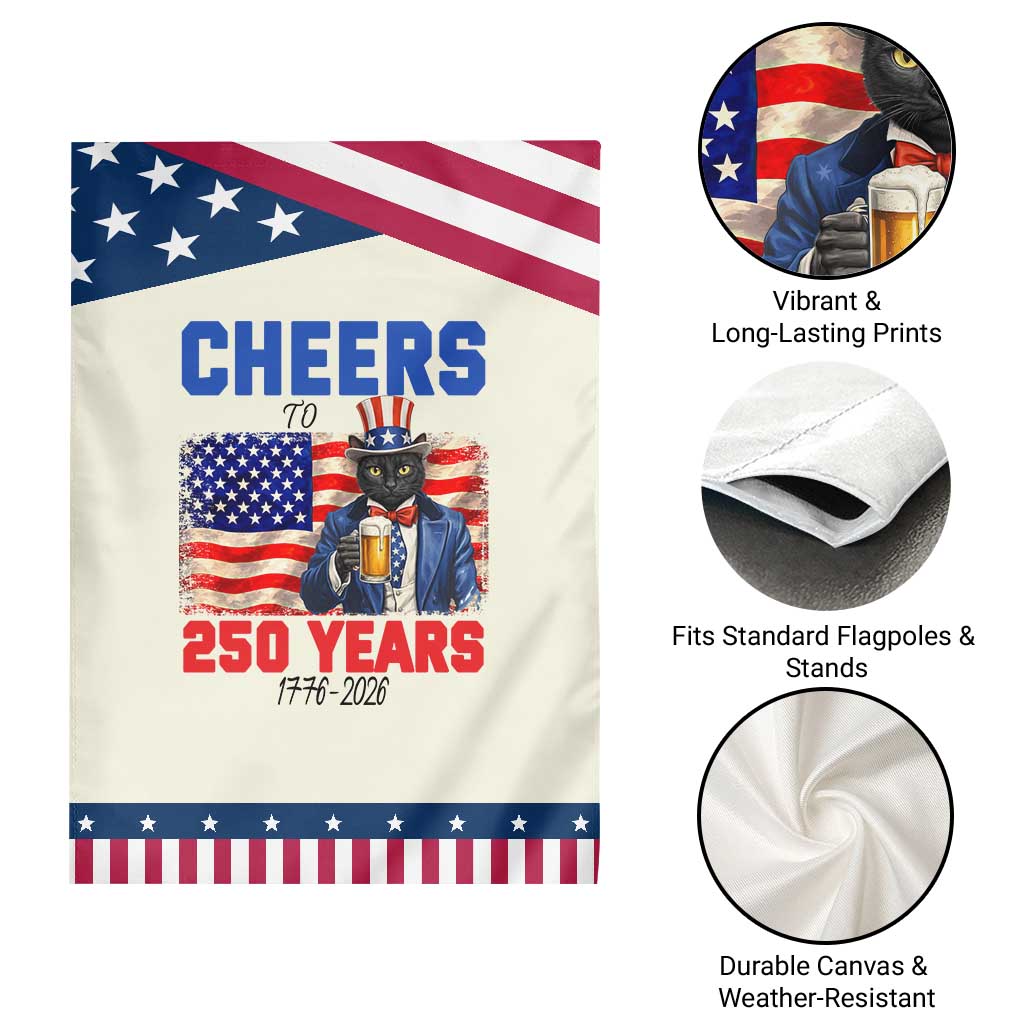 Vintage Cat Uncle Sam Garden Flag Cheers To 250 Years