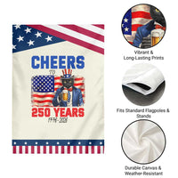 Vintage Cat Uncle Sam Garden Flag Cheers To 250 Years
