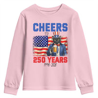 Vintage Cat Uncle Sam Youth Sweatshirt Cheers To 250 Years