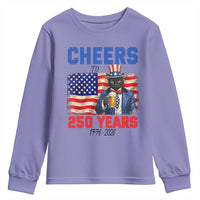 Vintage Cat Uncle Sam Youth Sweatshirt Cheers To 250 Years
