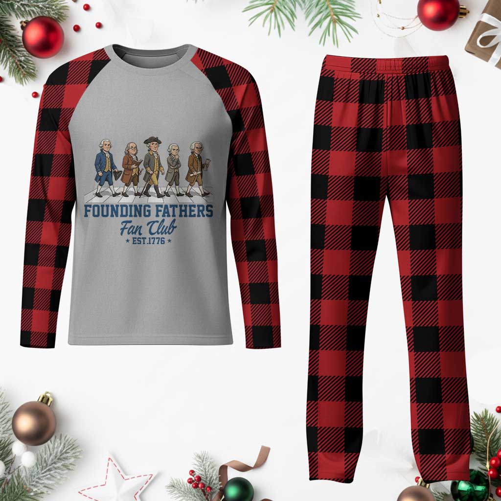 Funny Founding Fathers Fan Club Plaid Pajama Set Patriotic American History