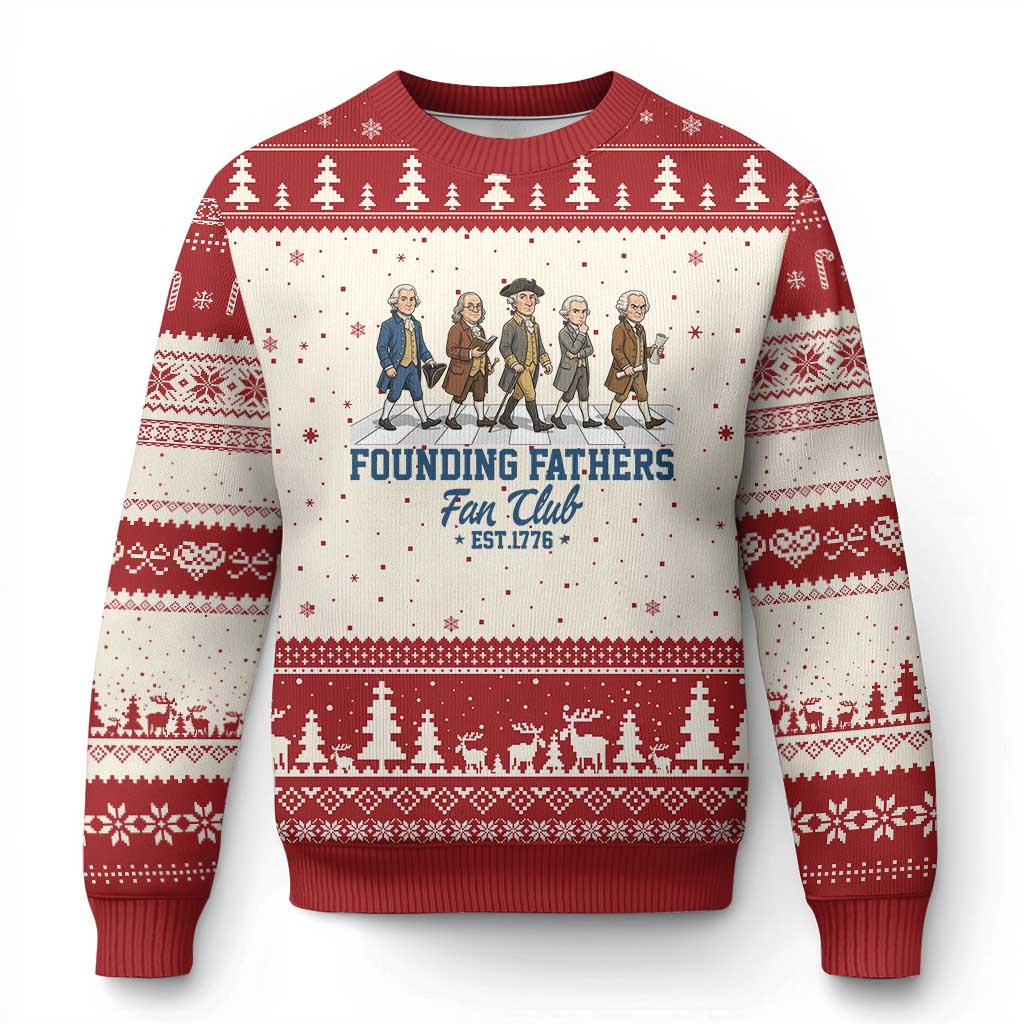 Funny Founding Fathers Fan Club Ugly Christmas Sweater Patriotic American History