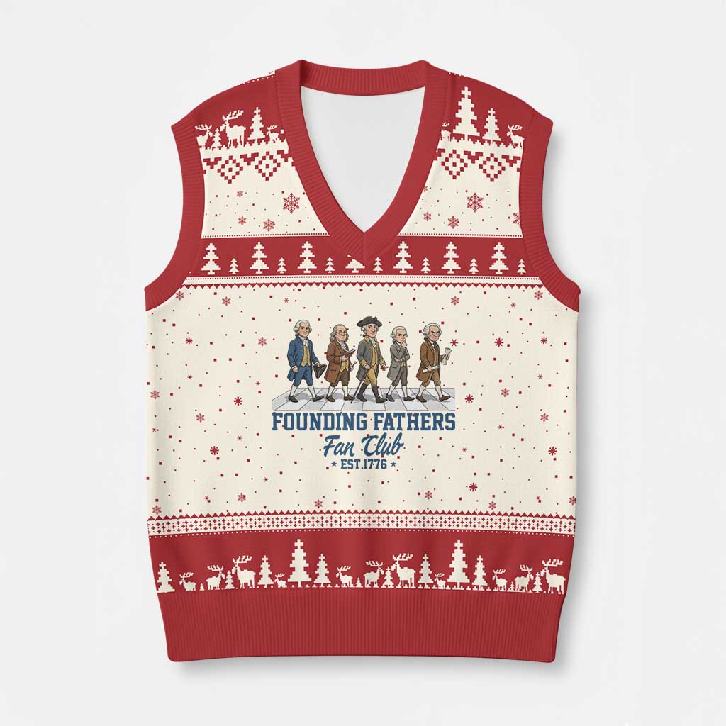 Funny Founding Fathers Fan Club V-Neck Knit Sweater Vest Patriotic American History