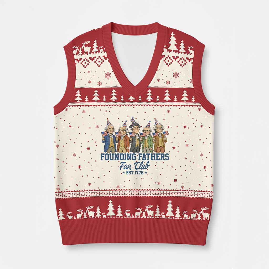 Funny Founding Fathers Fan Club V-Neck Knit Sweater Vest American History Lovers
