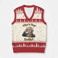 Funny Patriotic George Washington V-Neck Knit Sweater Vest Who Is Your Daddy