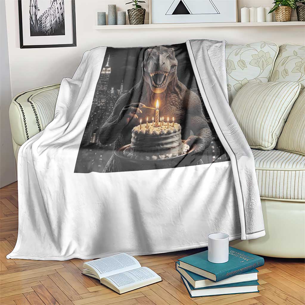 Funny Birthday Dinosaur Throw Blanket Prehistoric Party Celebration