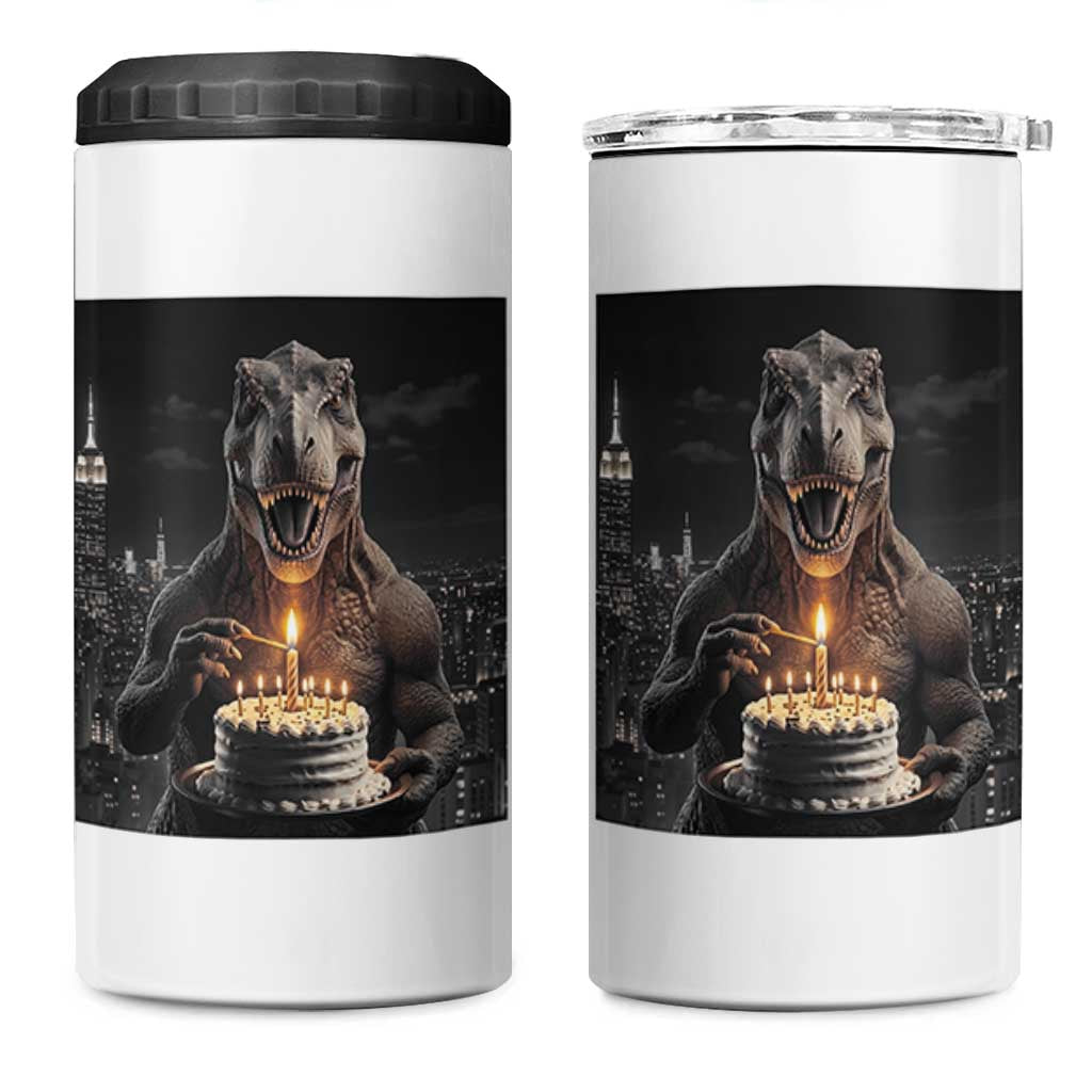 Funny Birthday Dinosaur 4 in 1 Can Cooler Tumbler Prehistoric Party Celebration