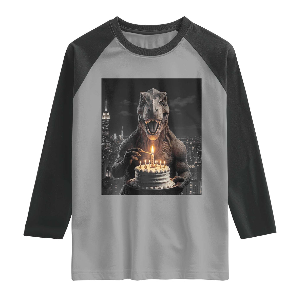 Funny Birthday Dinosaur Raglan Shirt Prehistoric Party Celebration