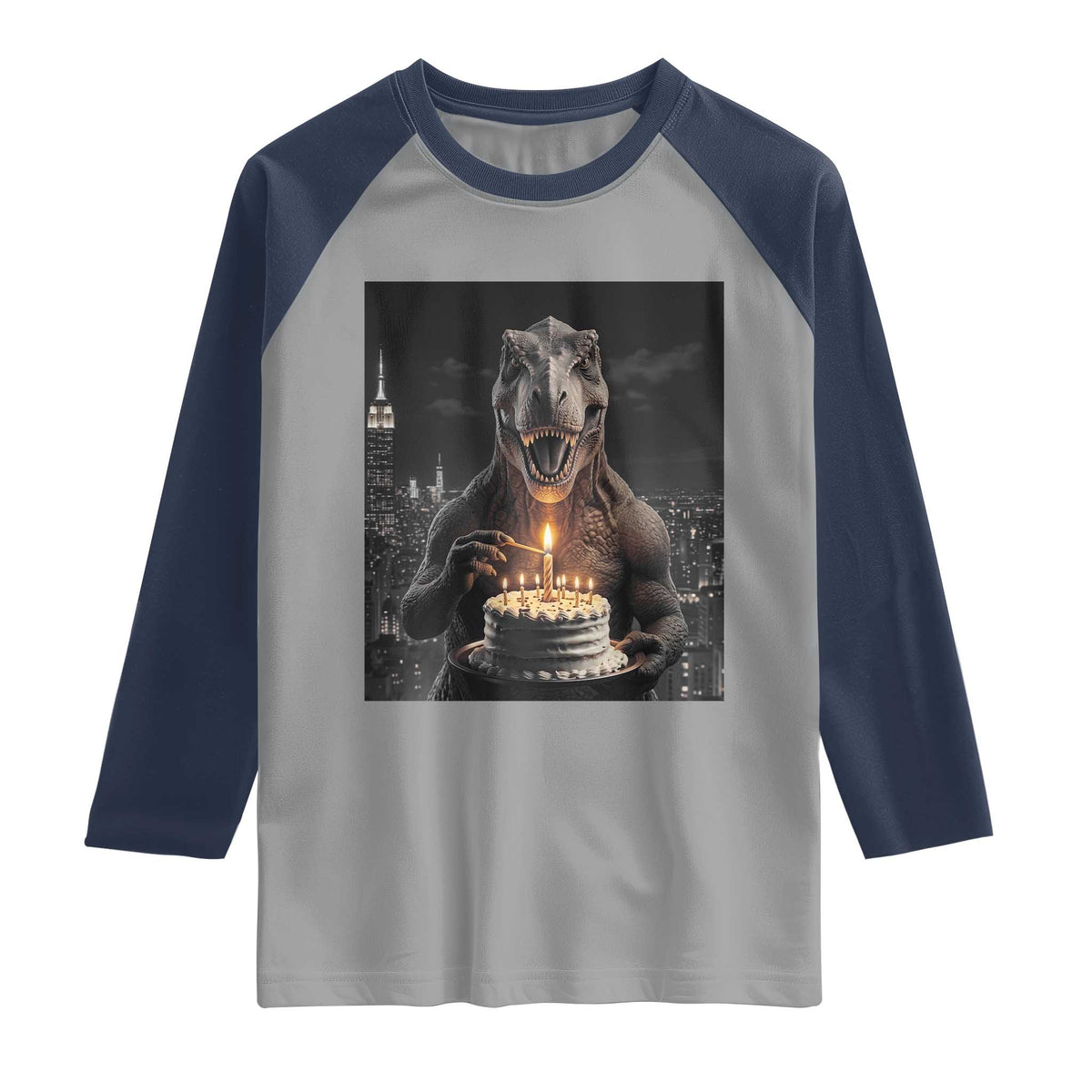 Funny Birthday Dinosaur Raglan Shirt Prehistoric Party Celebration