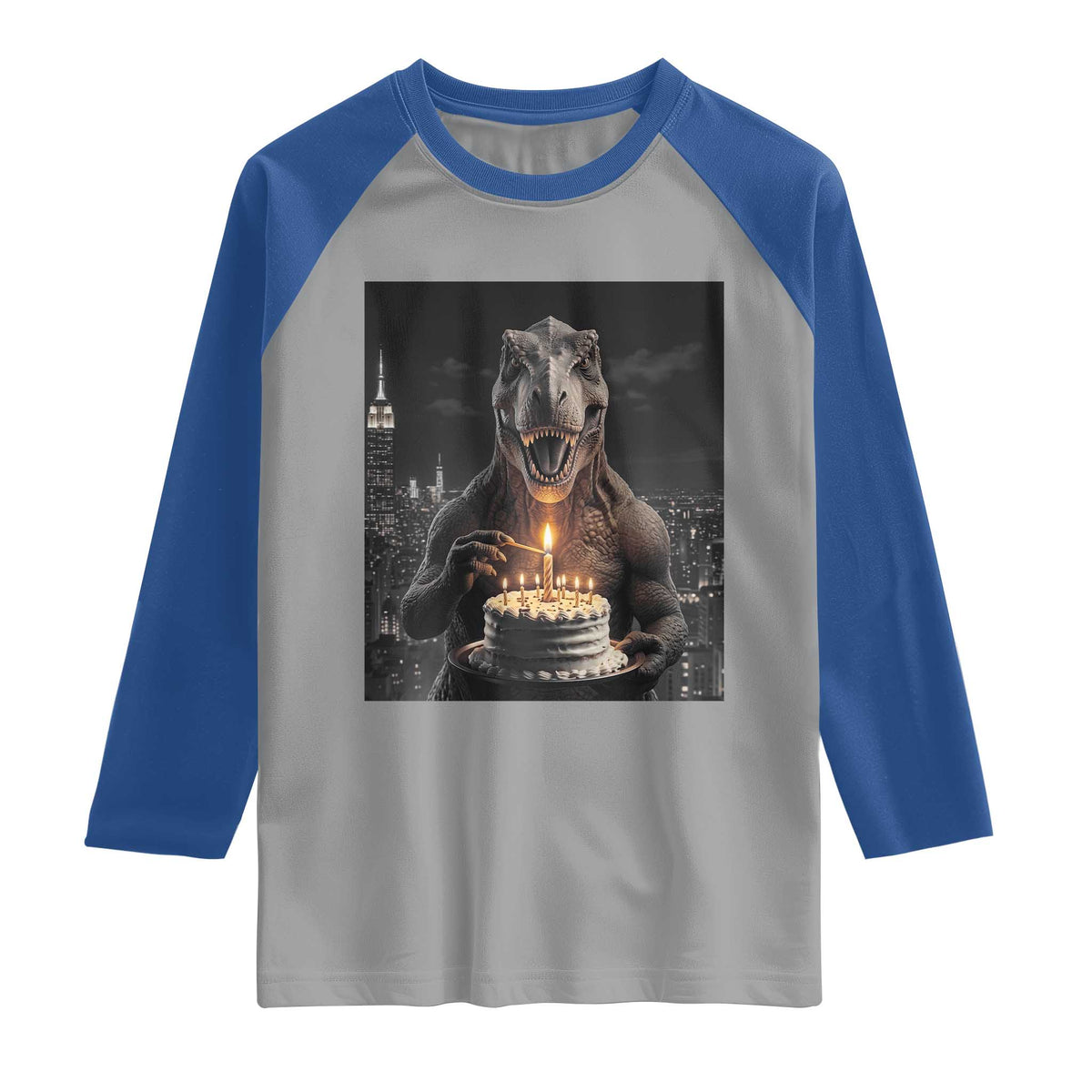 Funny Birthday Dinosaur Raglan Shirt Prehistoric Party Celebration