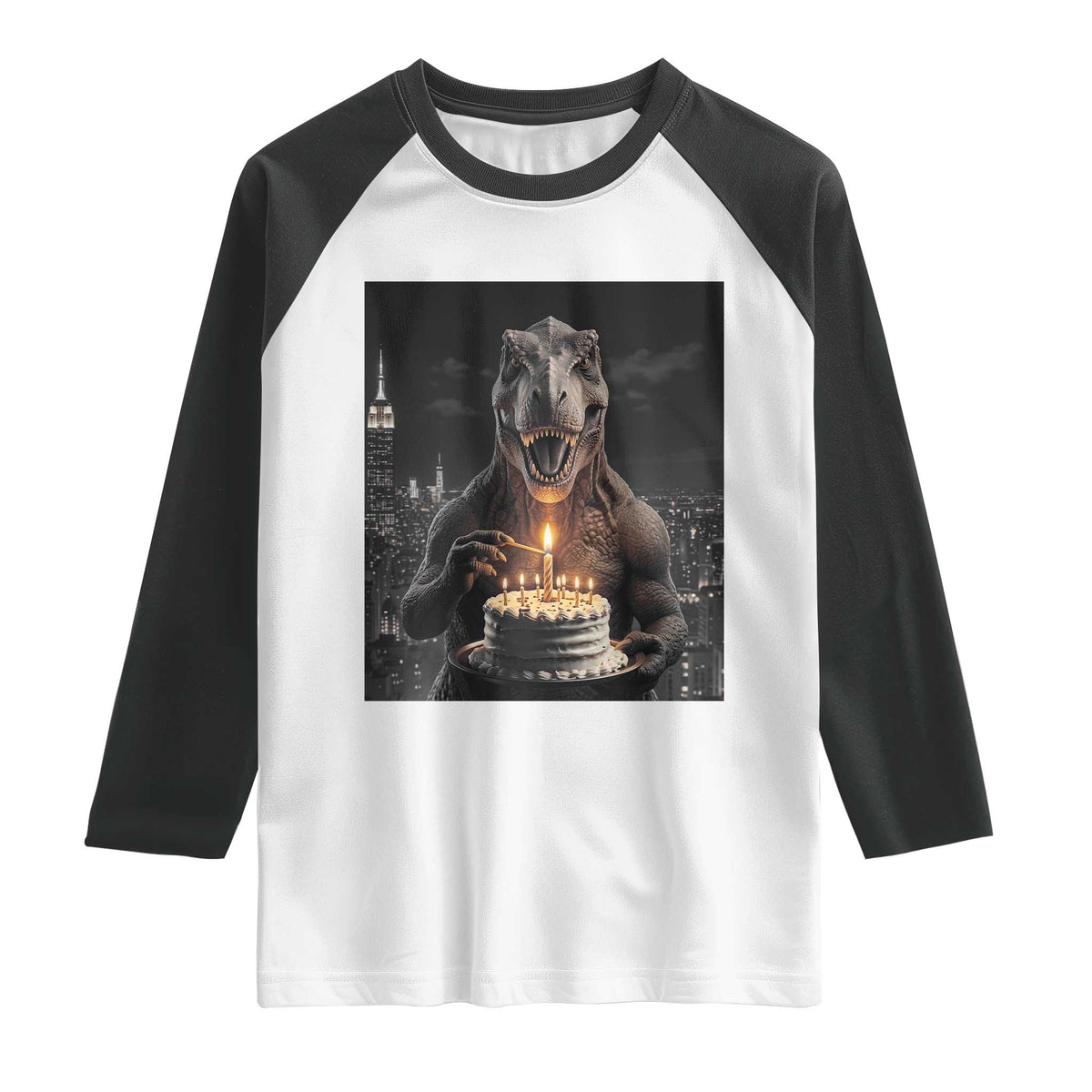 Funny Birthday Dinosaur Raglan Shirt Prehistoric Party Celebration