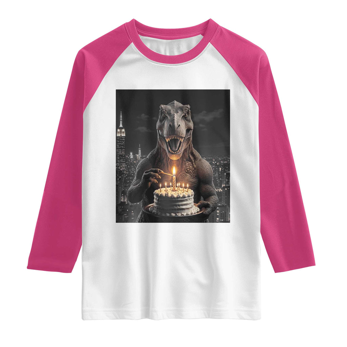 Funny Birthday Dinosaur Raglan Shirt Prehistoric Party Celebration