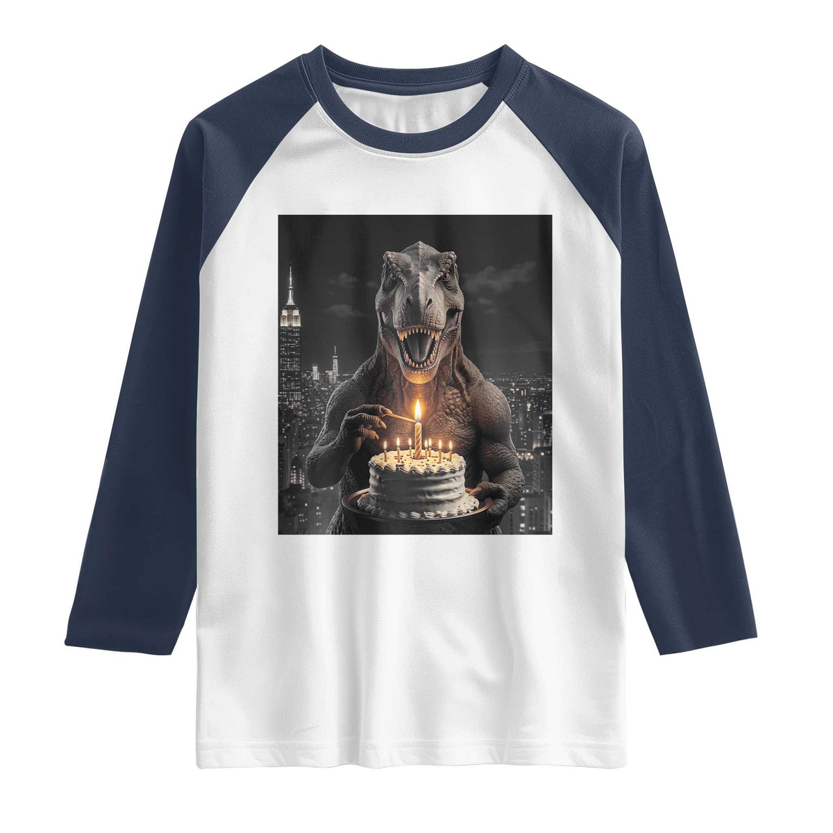 Funny Birthday Dinosaur Raglan Shirt Prehistoric Party Celebration
