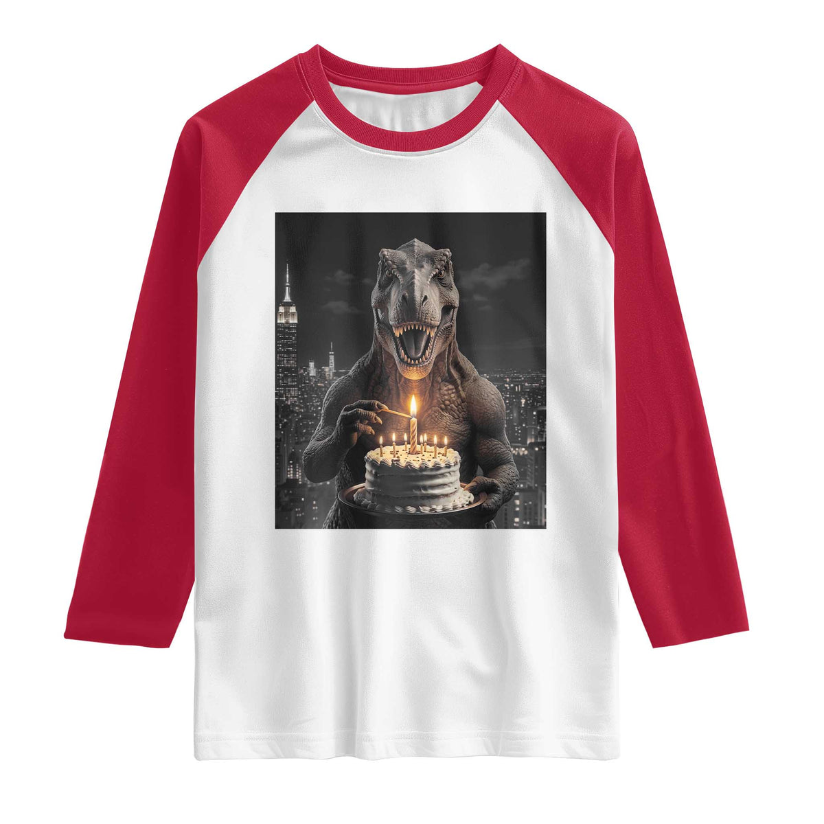 Funny Birthday Dinosaur Raglan Shirt Prehistoric Party Celebration