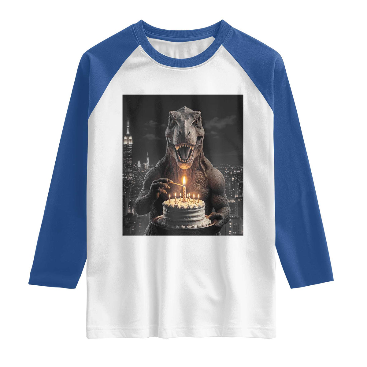 Funny Birthday Dinosaur Raglan Shirt Prehistoric Party Celebration