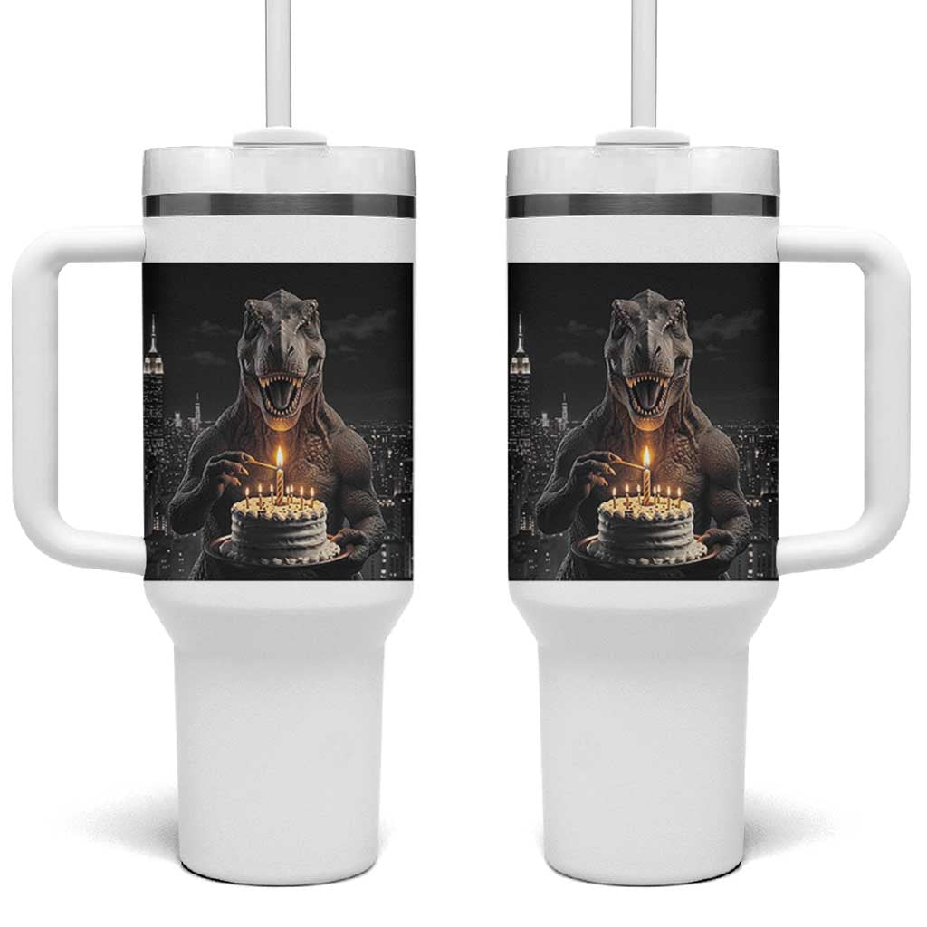 Funny Birthday Dinosaur Tumbler With Handle Prehistoric Party Celebration