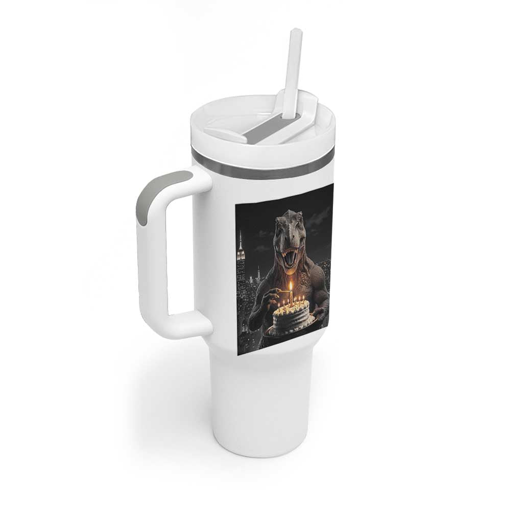 Funny Birthday Dinosaur Tumbler With Handle Prehistoric Party Celebration