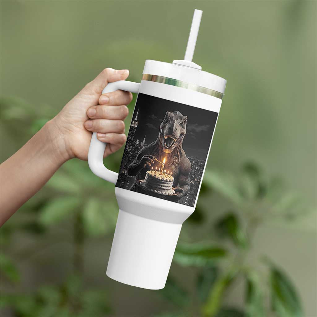 Funny Birthday Dinosaur Tumbler With Handle Prehistoric Party Celebration