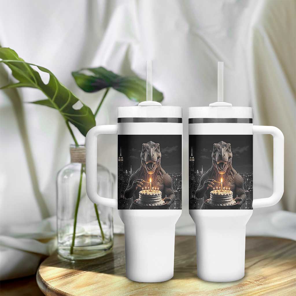 Funny Birthday Dinosaur Tumbler With Handle Prehistoric Party Celebration