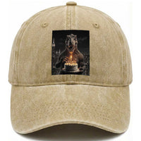 Funny Birthday Dinosaur Washed Cotton Baseball Cap Prehistoric Party Celebration